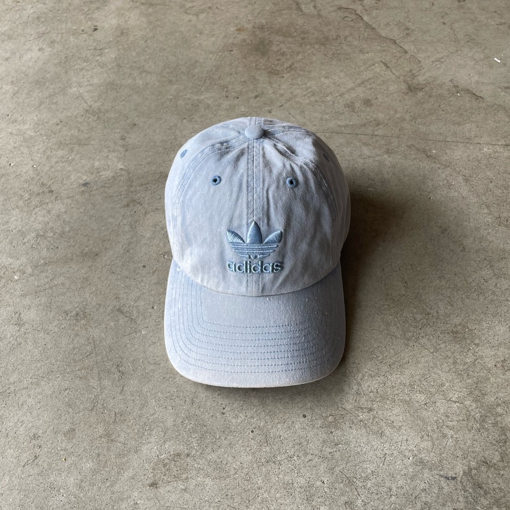 Adidas Originals Embroidered Logo Washed Blue Adjustable Metal/Brass Clasp Hat